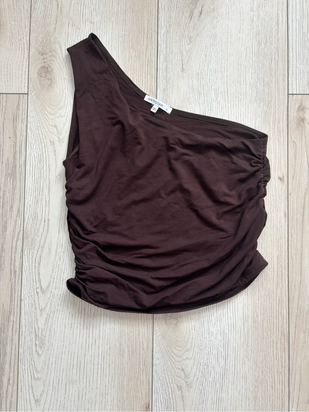 One-Shoulder Brown Ruched Women’s Top